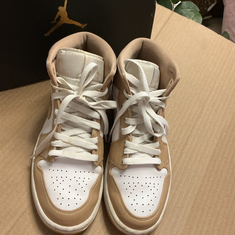 Nike Air Jordan Mid Sneakers - White and Brown - Picture 3 of 9